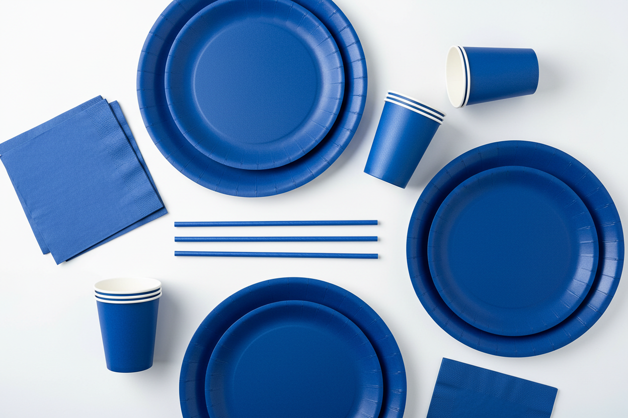 Royal Blue Solid Color Paper Tableware