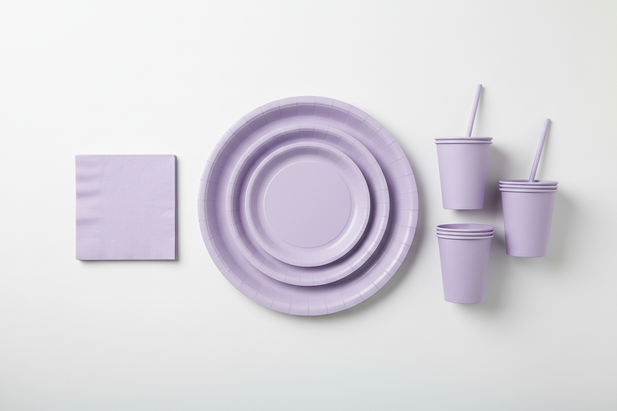 Lavender Solid Color Paper Tableware