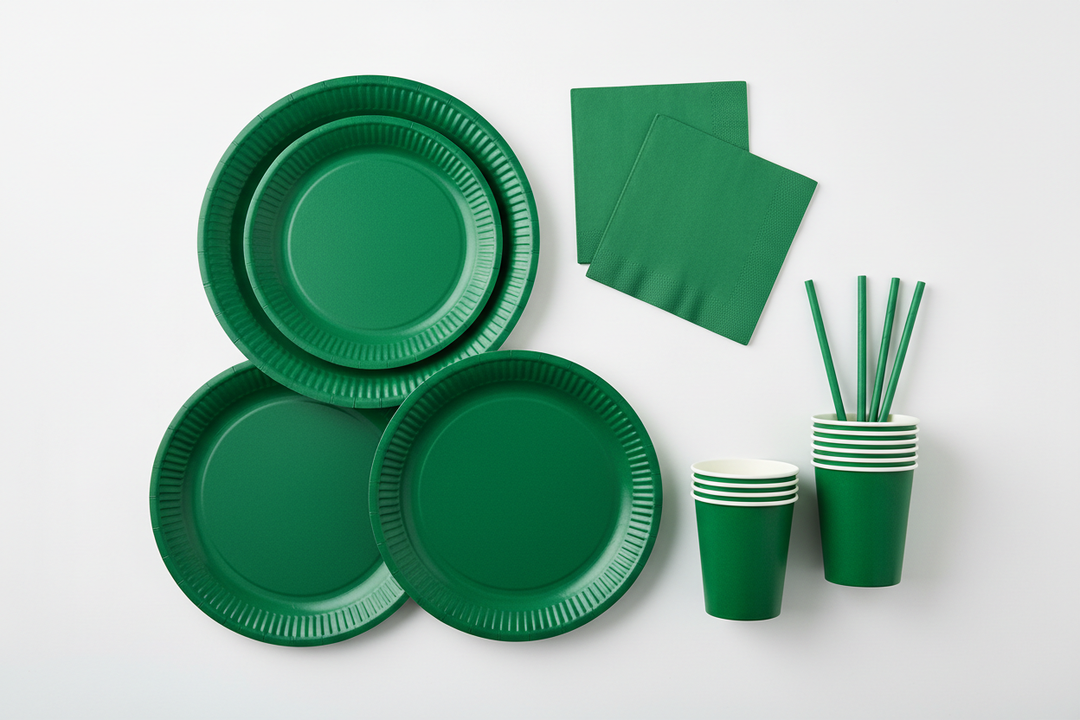 Green Solid Color Paper Tableware