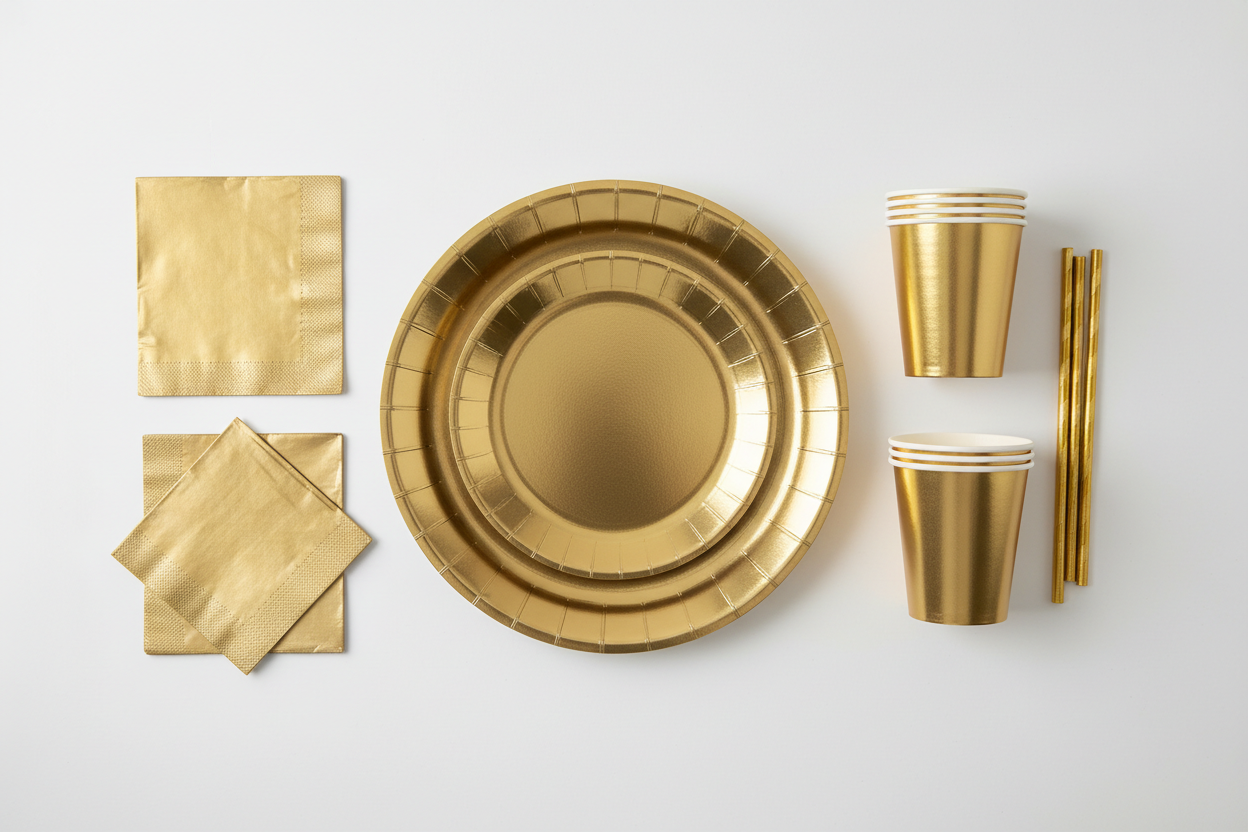 Gold Solid Color Paper Tableware