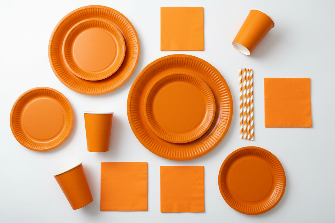 Orange Solid Color Paper Tableware