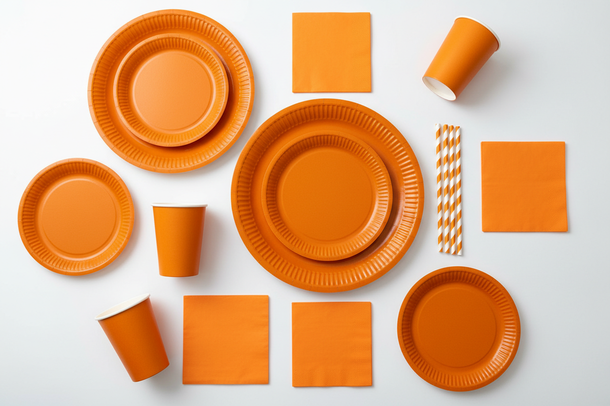 Orange Solid Color Paper Tableware