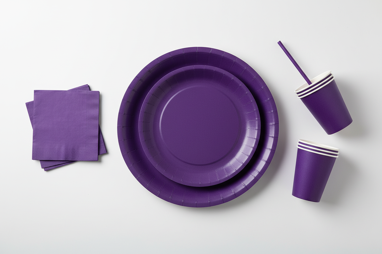 Purple Solid Color Paper Tableware