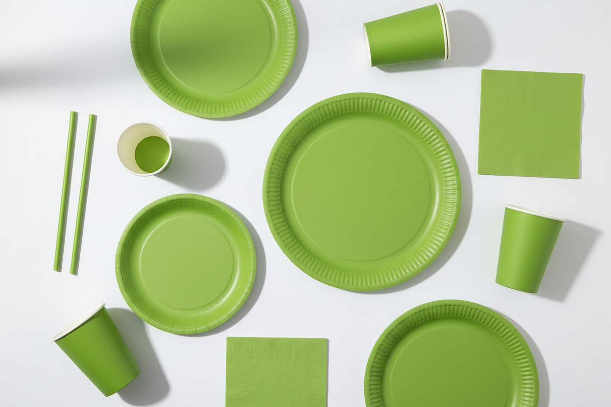 Kiwi Solid Color Paper Tableware