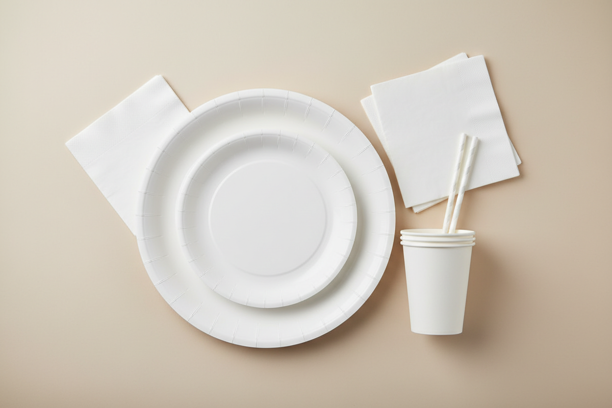 White Solid Color Paper Tableware