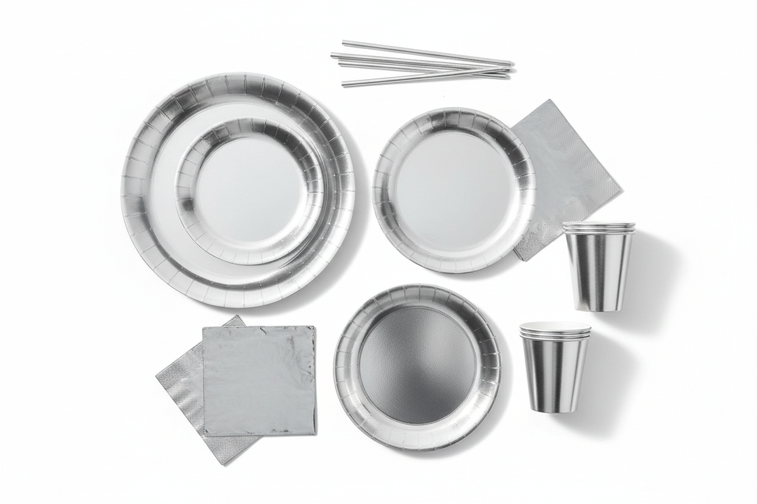Silver Solid Color Paper Tableware
