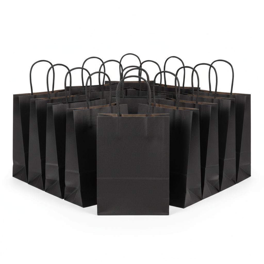 Black favor bags with handles