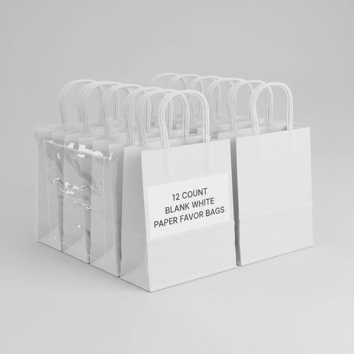 White Paper Favor Bags - 12 Count