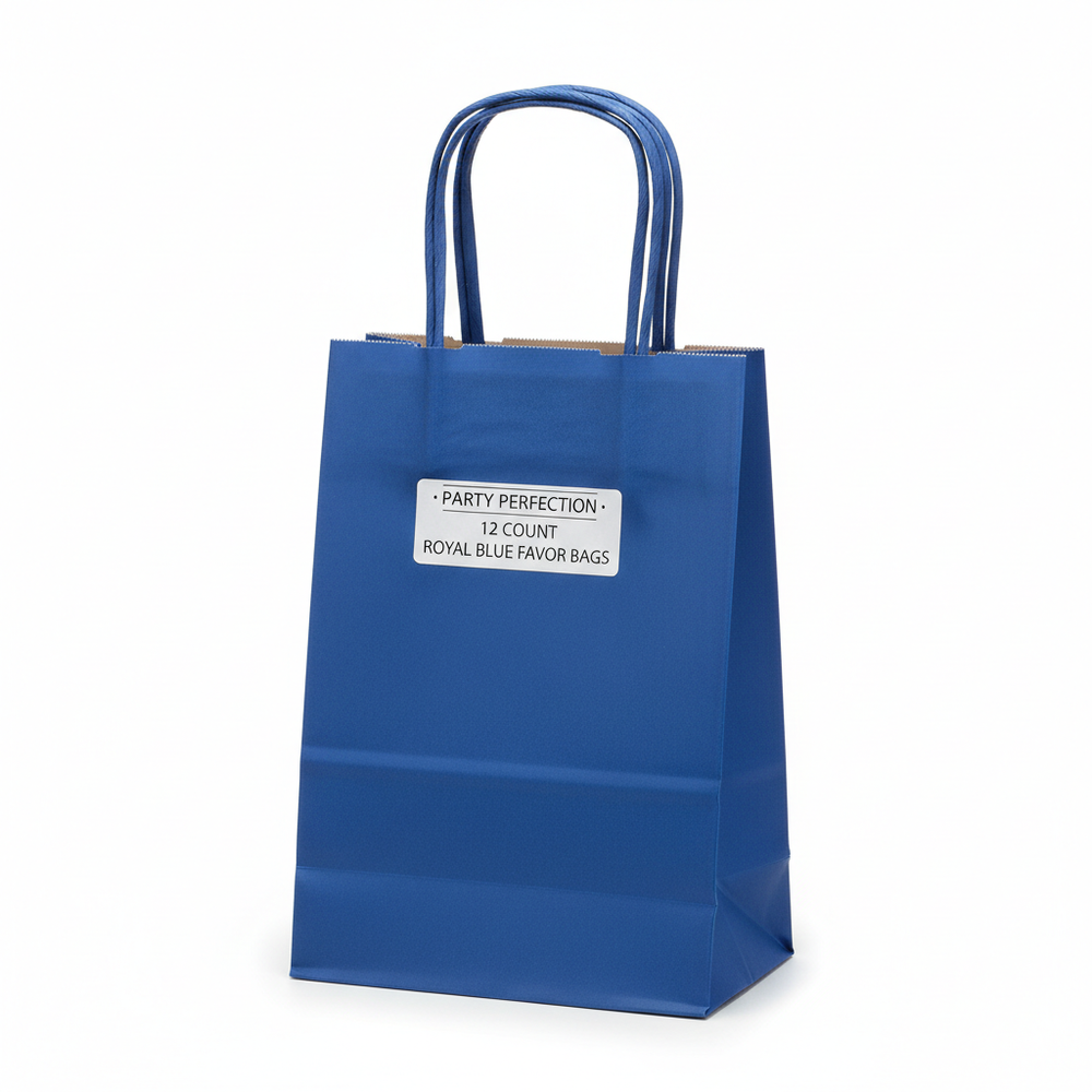 Royal blue favor bags stack