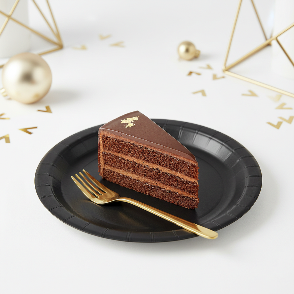 Solid Black Dessert Plates - Styled