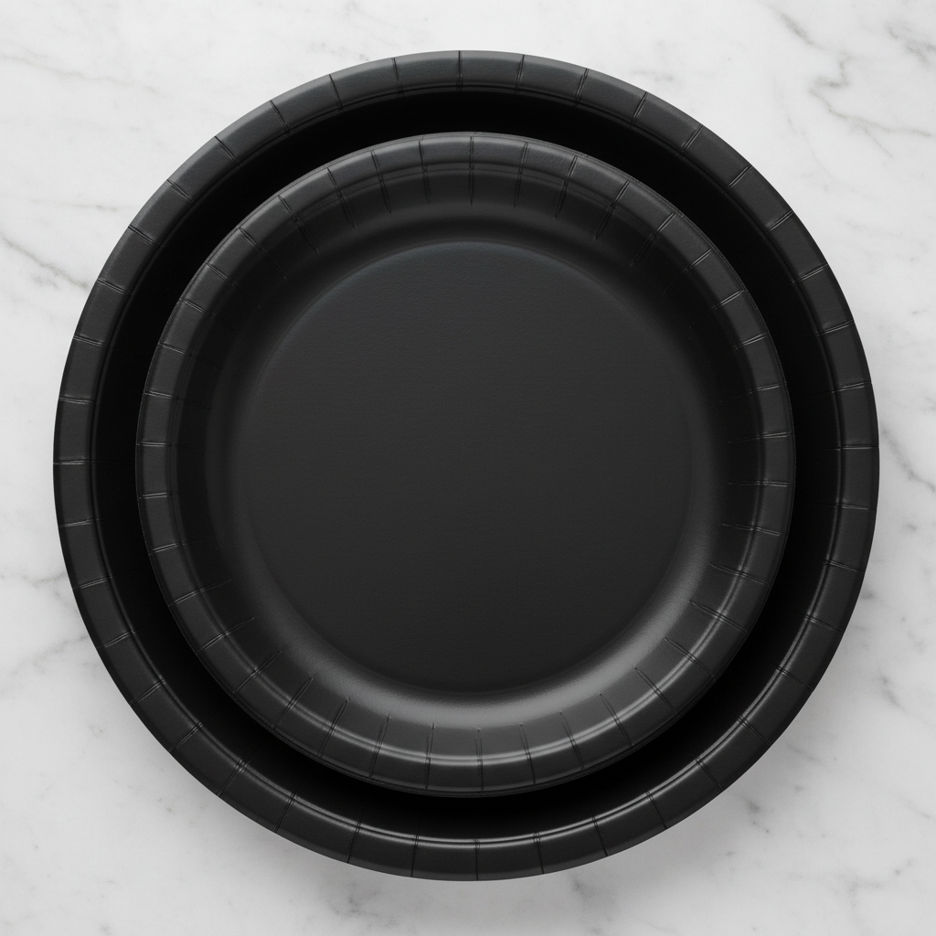 Solid Black Dessert Plates - Top View