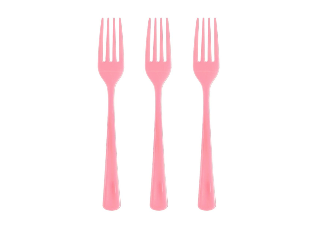 Pink Disposable Heavy-Duty Plastic Forks