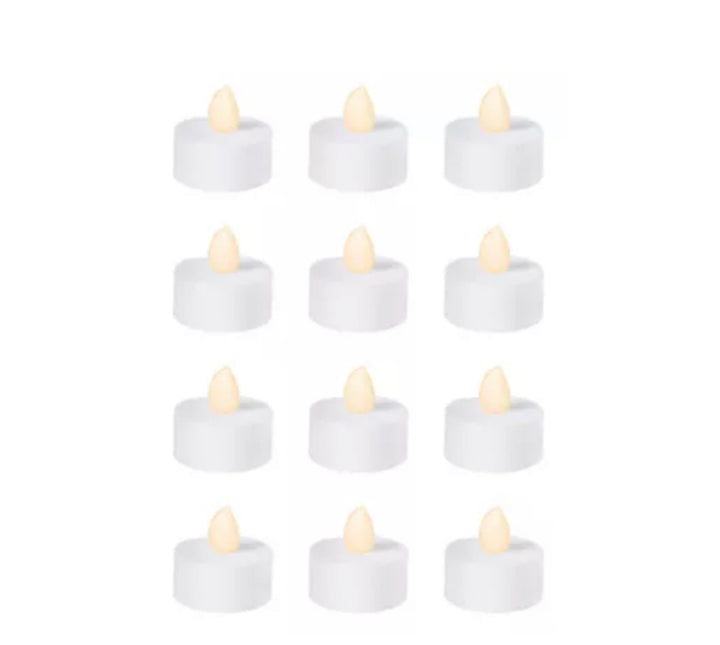 White Tealight Flameless LED Candles 12ct