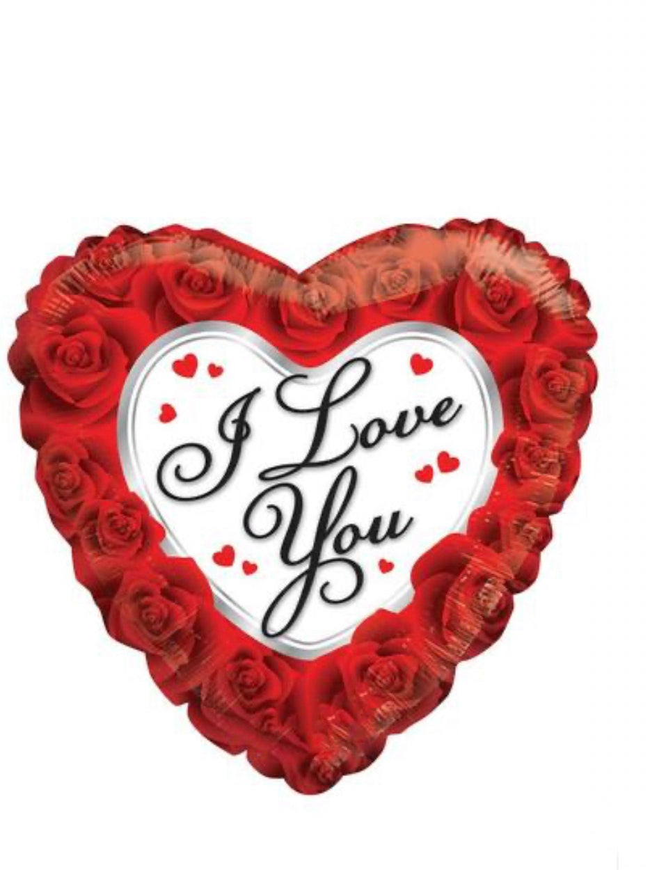 red and white I love you balloon 